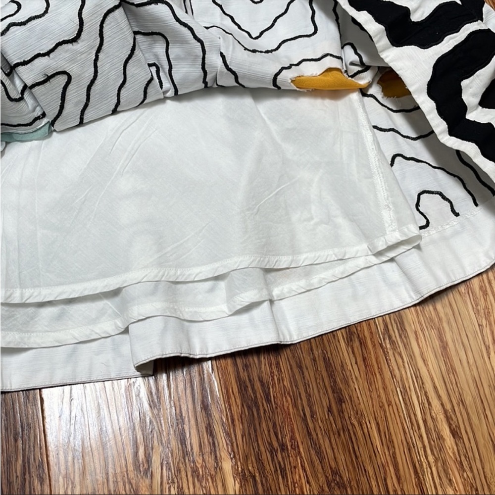 Diane von Furstenberg white cotton colorful abstract print pleated skirt size 6 - Picture 7 of 9